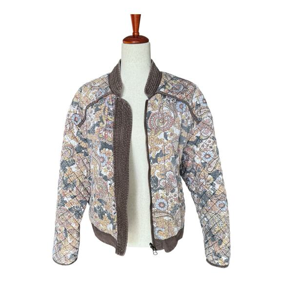 Free People Great Escape Reversible Quilted Bomber Jacket Paisley Print Size S - Picture 5 of 12